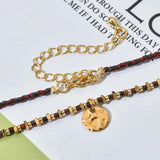 Vintage Dreamy Beads French Retro Boho Stainless Steel Charm Necklace