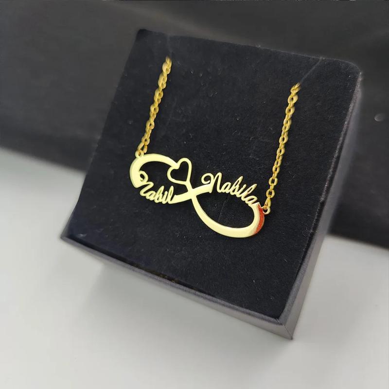 Custom Double Name Infinity Necklace Personalized Stainless Steel Pendant