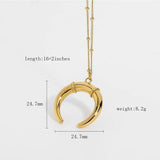 18K Plated Stainless Steel Moon Horn Necklace for Women