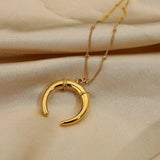 18K Plated Stainless Steel Moon Horn Necklace for Women