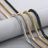Stainless Steel Big Round Snake Chain Pendant Necklace For Men Women