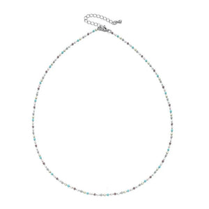 Colorful Bead Necklace Glass Bead Jewelry Stainless Steel Chain