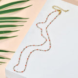 Colorful Bead Necklace Glass Bead Jewelry Stainless Steel Chain