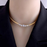 Zircon Square Pendant Necklace Snake Chain Fine Jewelry