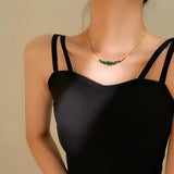 Zircon Square Pendant Necklace Snake Chain Fine Jewelry