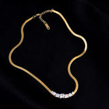 Zircon Square Pendant Necklace Snake Chain Fine Jewelry