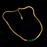 Zircon Square Pendant Necklace Snake Chain Fine Jewelry