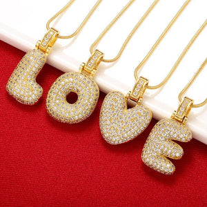 Crystal Brass Letter Necklace VL34