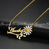 Custom Colorful Daisy Nameplate Chocker Necklace For Women