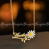 Custom Colorful Daisy Nameplate Chocker Necklace For Women