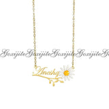 Custom Colorful Daisy Nameplate Chocker Necklace For Women