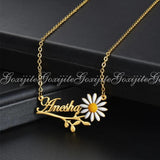 Custom Colorful Daisy Nameplate Chocker Necklace For Women