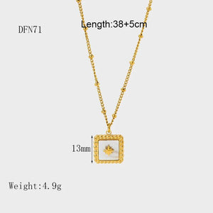 14K Plated Stainless Steel Fritillary Heart Square Star Necklace