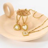 14K Plated Stainless Steel Fritillary Heart Square Star Necklace