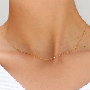 Dainty CZ Initial Pendant Necklace 18k Plated Choker Jewelry