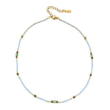 Brown Beads Short Necklace Crystal Stone Choker Necklaces Bijoux Ladies Jewelry