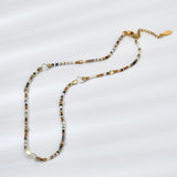 Brown Beads Short Necklace Crystal Stone Choker Necklaces Bijoux Ladies Jewelry