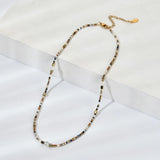 Brown Beads Short Necklace Crystal Stone Choker Necklaces Bijoux Ladies Jewelry
