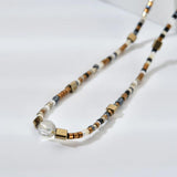 Brown Beads Short Necklace Crystal Stone Choker Necklaces Bijoux Ladies Jewelry