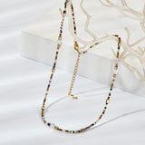 Brown Beads Short Necklace Crystal Stone Choker Necklaces Bijoux Ladies Jewelry