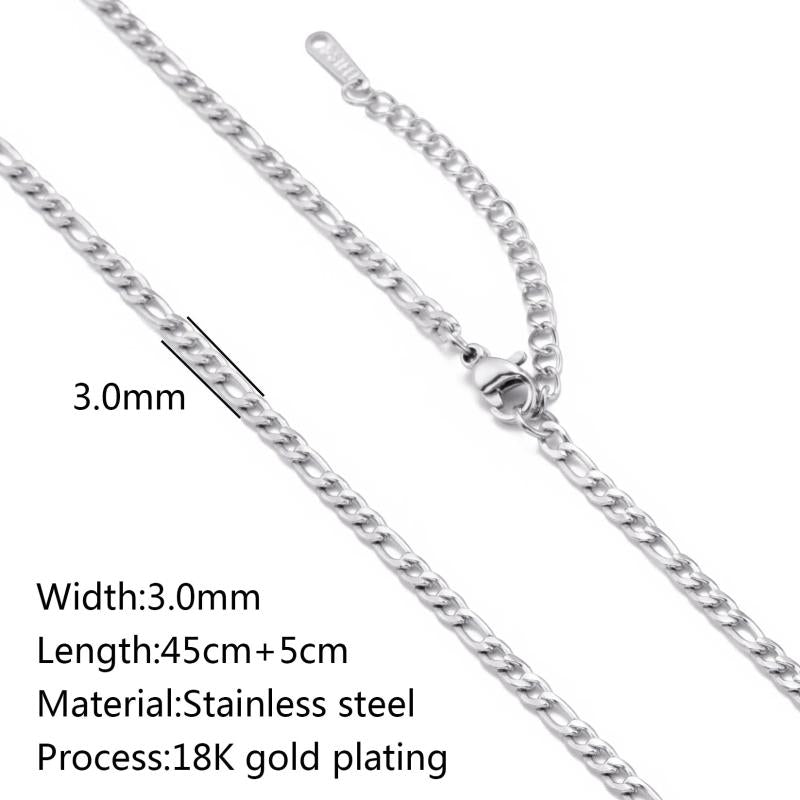 5Pcs Stainless Steel Chains 45+5cm DIY Necklace Lobster Clasp