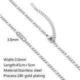 5Pcs Stainless Steel Chains 45+5cm DIY Necklace Lobster Clasp