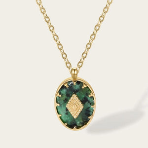 YACHAN Stainless Steel Chains Necklace Turquoise Natural Stone Pendant