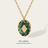 YACHAN Stainless Steel Chains Necklace Turquoise Natural Stone Pendant