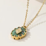 YACHAN Stainless Steel Chains Necklace Turquoise Natural Stone Pendant