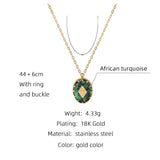 YACHAN Stainless Steel Chains Necklace Turquoise Natural Stone Pendant