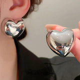 Metal Silver Heart Earrings for Women