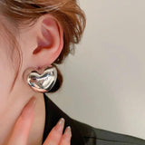 Metal Silver Heart Earrings for Women