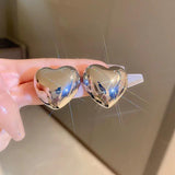Metal Silver Heart Earrings for Women
