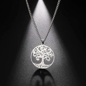 Vintage Tree of Life Necklace Stainless Steel Choker Pendant Jewelry