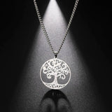 Vintage Tree of Life Necklace Stainless Steel Choker Pendant Jewelry