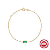 925 Silver Emerald Diamond Bracelet for Women