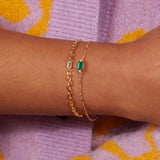 925 Silver Emerald Diamond Bracelet for Women