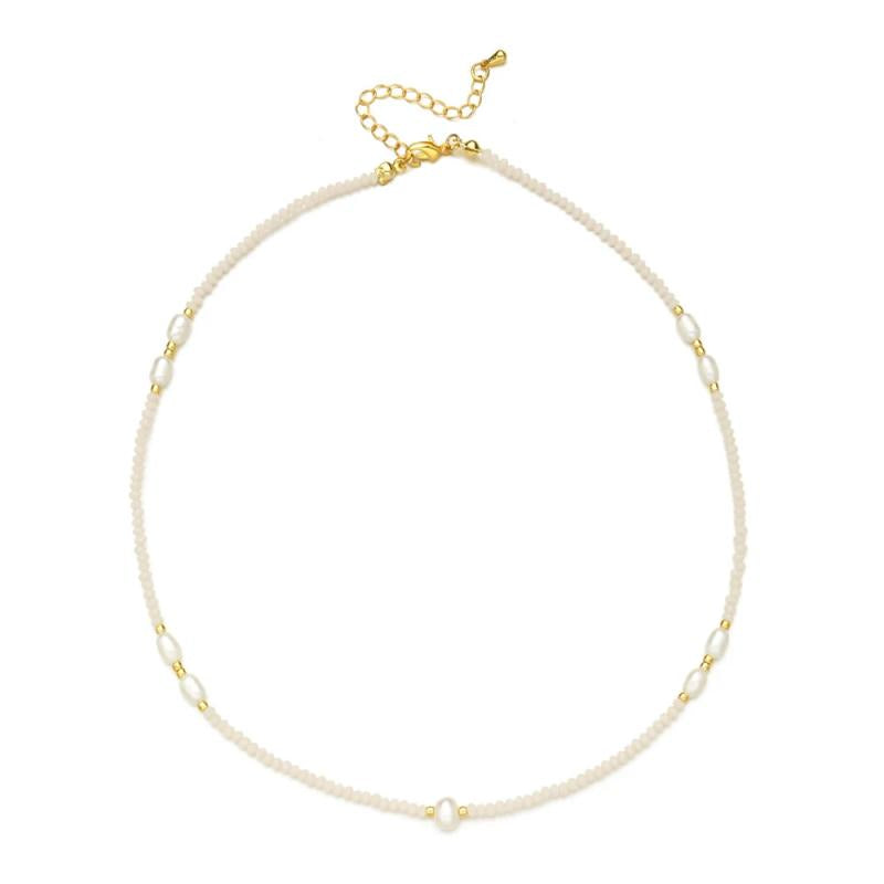 Glass Crystal Freshwater Pearl Necklace for Women