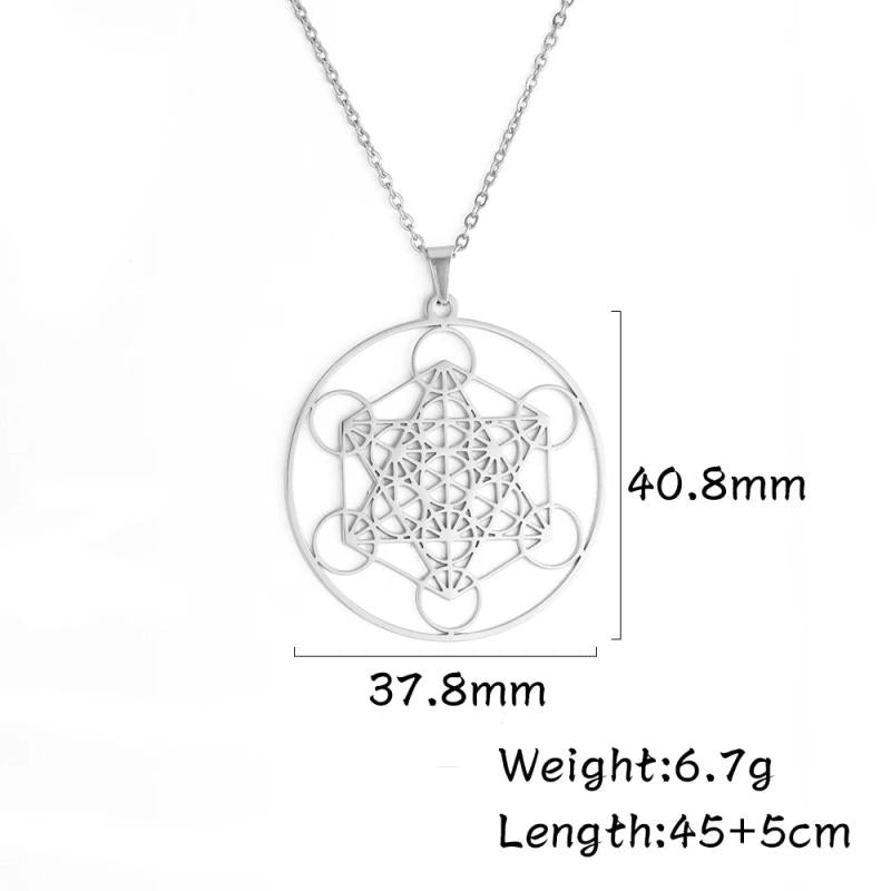 Metatron Cube Necklace Stainless Steel Pendant Spiritual Jewelry