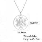 Metatron Cube Necklace Stainless Steel Pendant Spiritual Jewelry