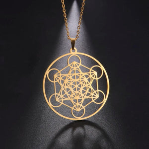 Metatron Cube Necklace Stainless Steel Pendant Spiritual Jewelry