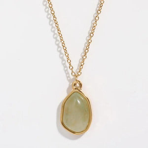 Rose Quartz Pendant Necklace - PVD 18K Plated Stainless Steel