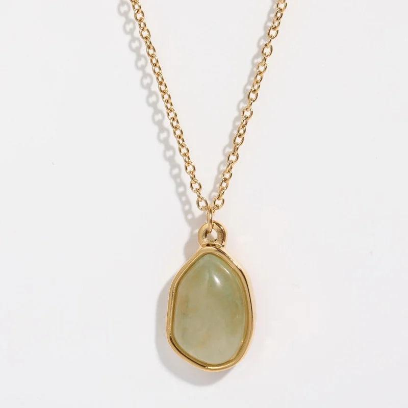 Rose Quartz Pendant Necklace - PVD 18K Plated Stainless Steel