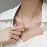 Rose Quartz Pendant Necklace - PVD 18K Plated Stainless Steel