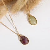 Rose Quartz Pendant Necklace - PVD 18K Plated Stainless Steel