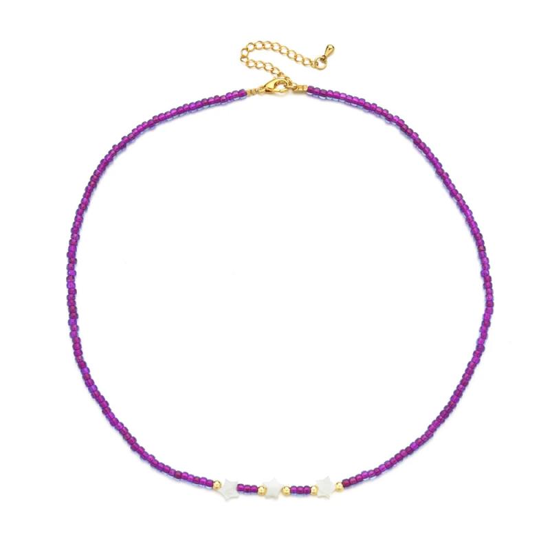 Boho Colorful Seed Bead Shell Pearl Choker Necklace Statement