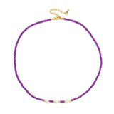 Boho Colorful Seed Bead Shell Pearl Choker Necklace Statement