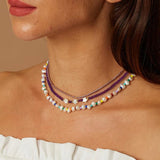 Boho Colorful Seed Bead Shell Pearl Choker Necklace Statement