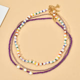 Boho Colorful Seed Bead Shell Pearl Choker Necklace Statement