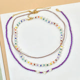 Boho Colorful Seed Bead Shell Pearl Choker Necklace Statement